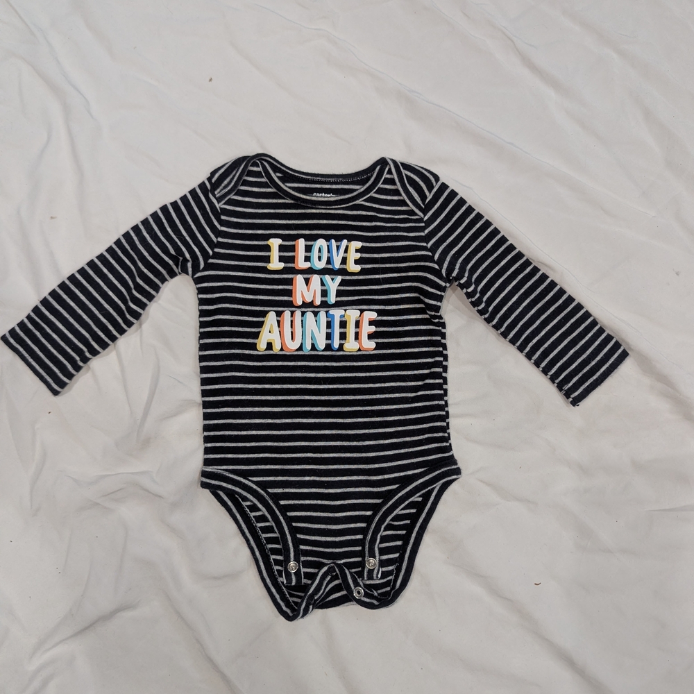 Carter's Black and White Striped Bodysuit I Love My Auntie